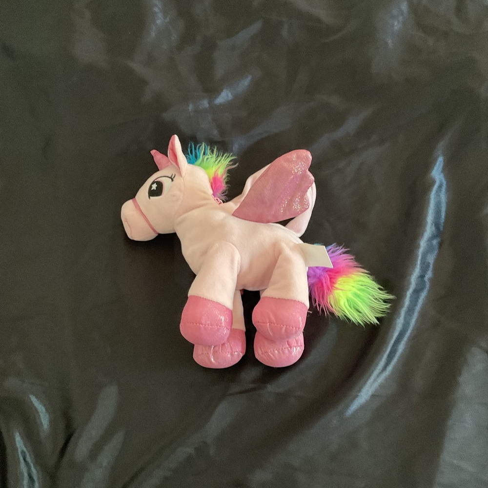 Pink Plush Unicorn Stuffed Animal with Wings